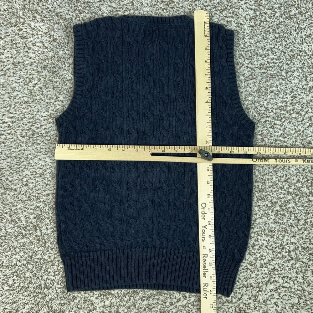 Polo Ralph Lauren Boys Sweater Vest Medium‎ Blue Cotton Cable Knit Pony Preppy